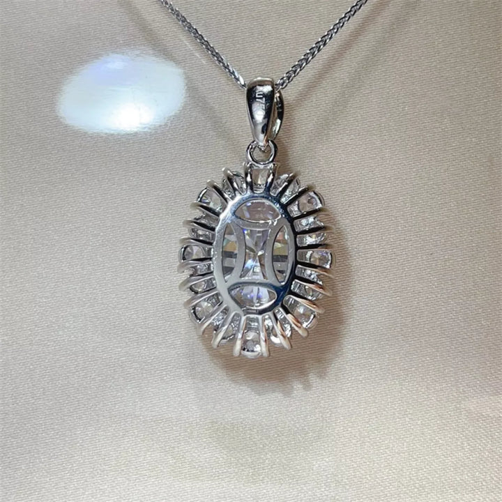 8 Carat Moissanite 925 Sterling Silver Pendant Necklace