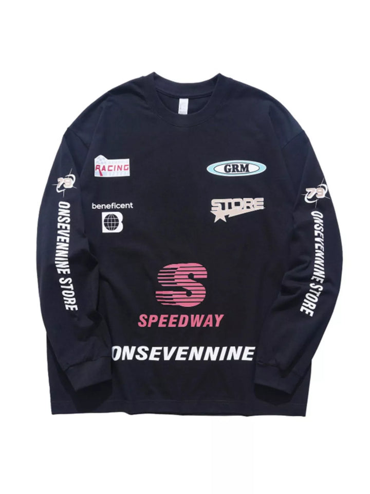 Men's Letter Round Neck Long Sleeve T-Shirt