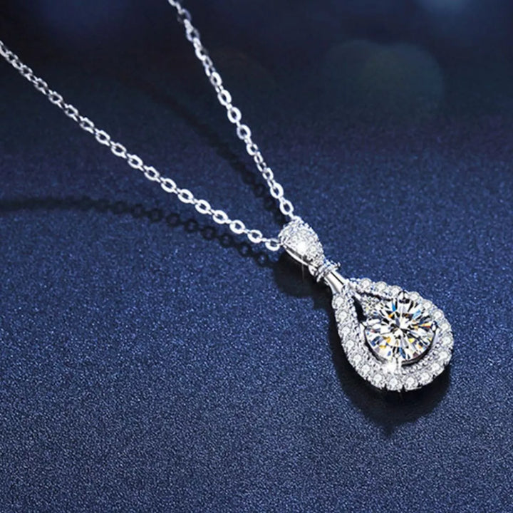 5 Carat 925 Sterling Silver Moissanite Teardrop Necklace