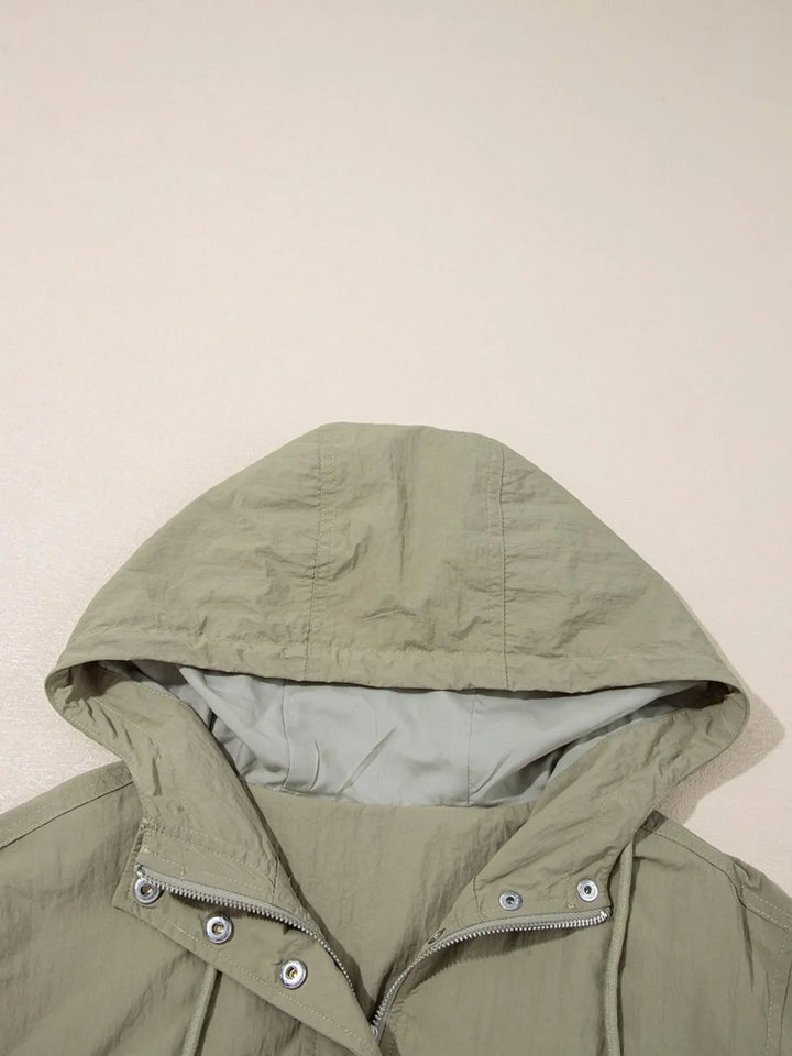 Zip Up Cropped Hooded Utility Jacket