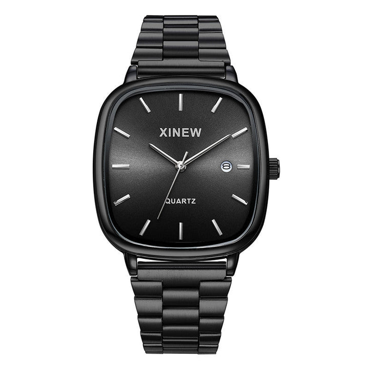 Fashionable Stainless Steel Strap Minimalist Calendar Quartz Watch