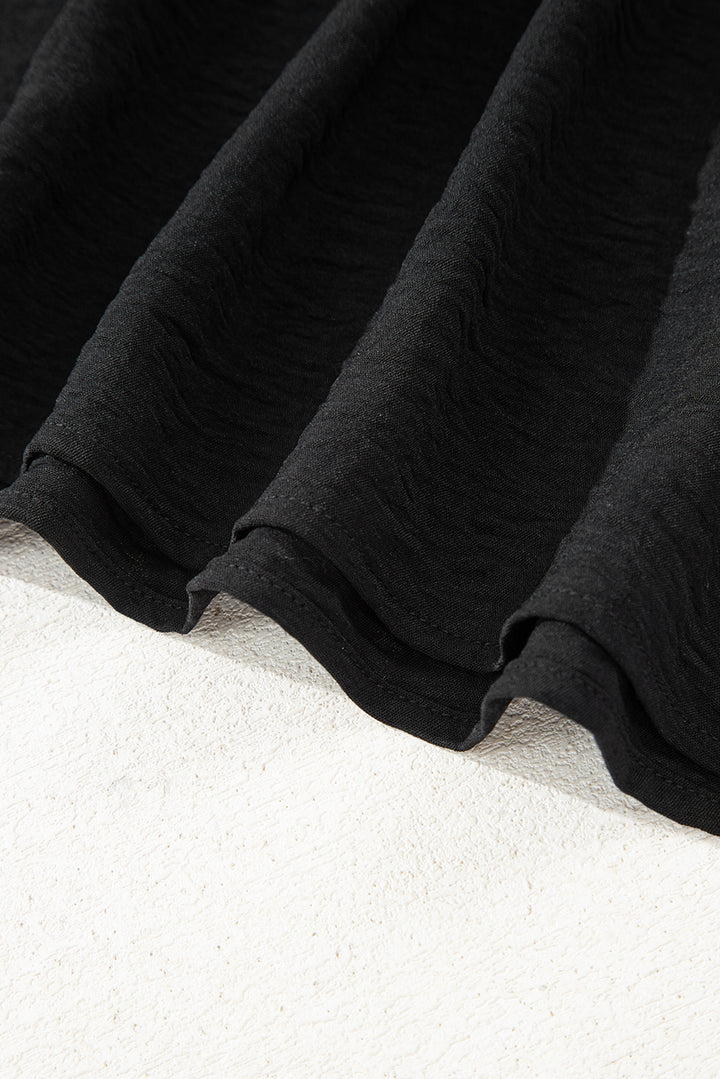 Black Bow Tie Neck 3/4 Sleeve Casual Blouse