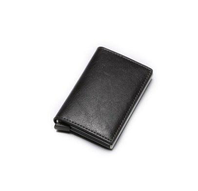 PU Leather Credit Holder Business Money Cash Card Package RFID Wallet Automatic Aluminum Alloy Card Men Bag