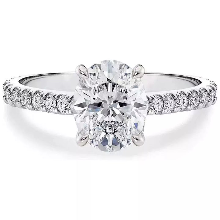 3 Carat 925 Sterling Silver Moissanite Oval Ring