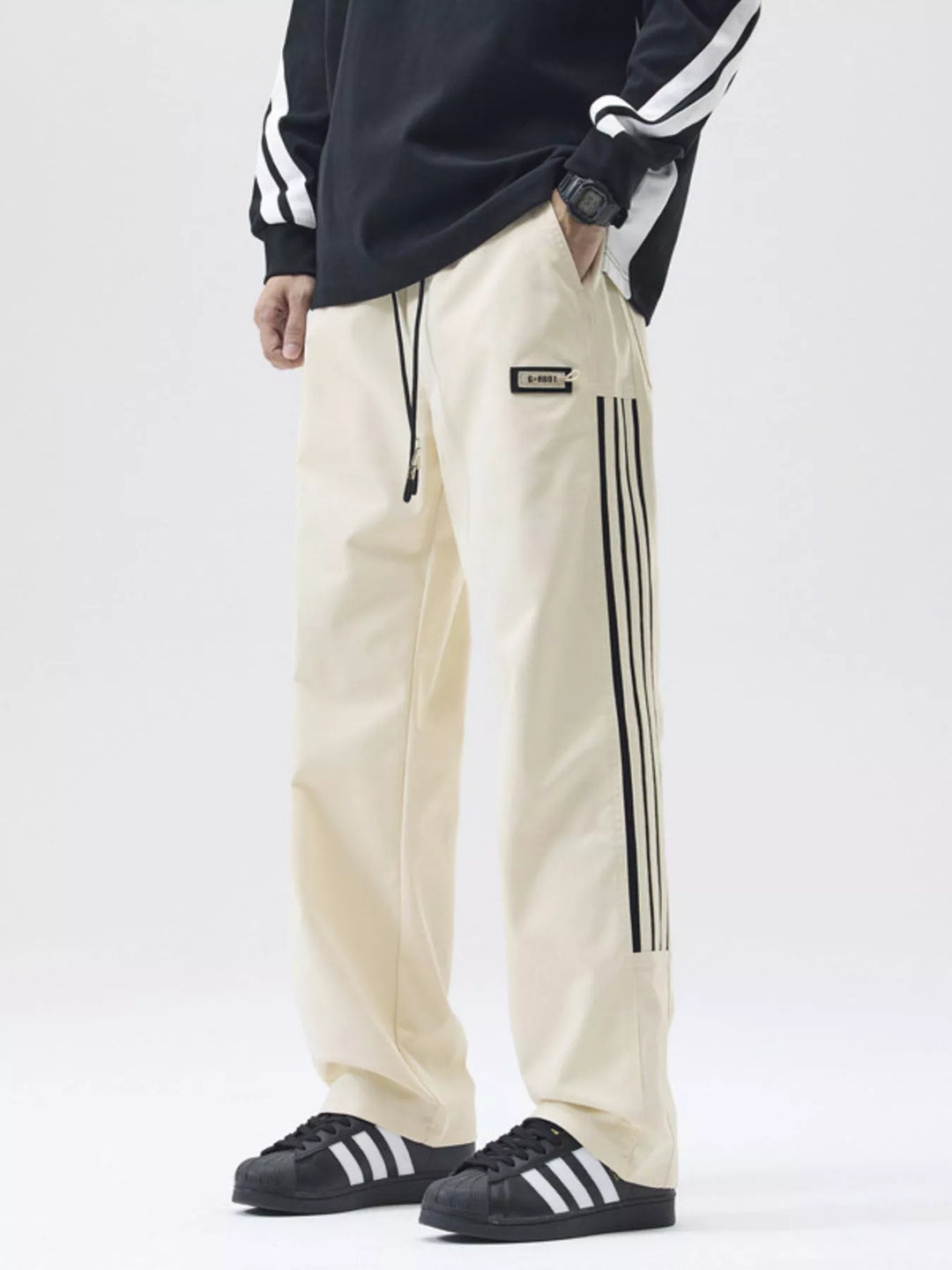 Men's Full Size Side Striped Wide Leg Casual Pants Plus Size
