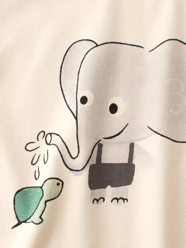 Children's Cartoon Elephant Round Neck T-Shirt