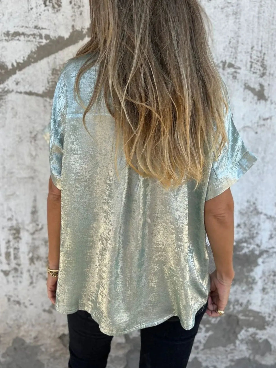 Full Size Collared Neck Short Sleeve Shirt Plus Size