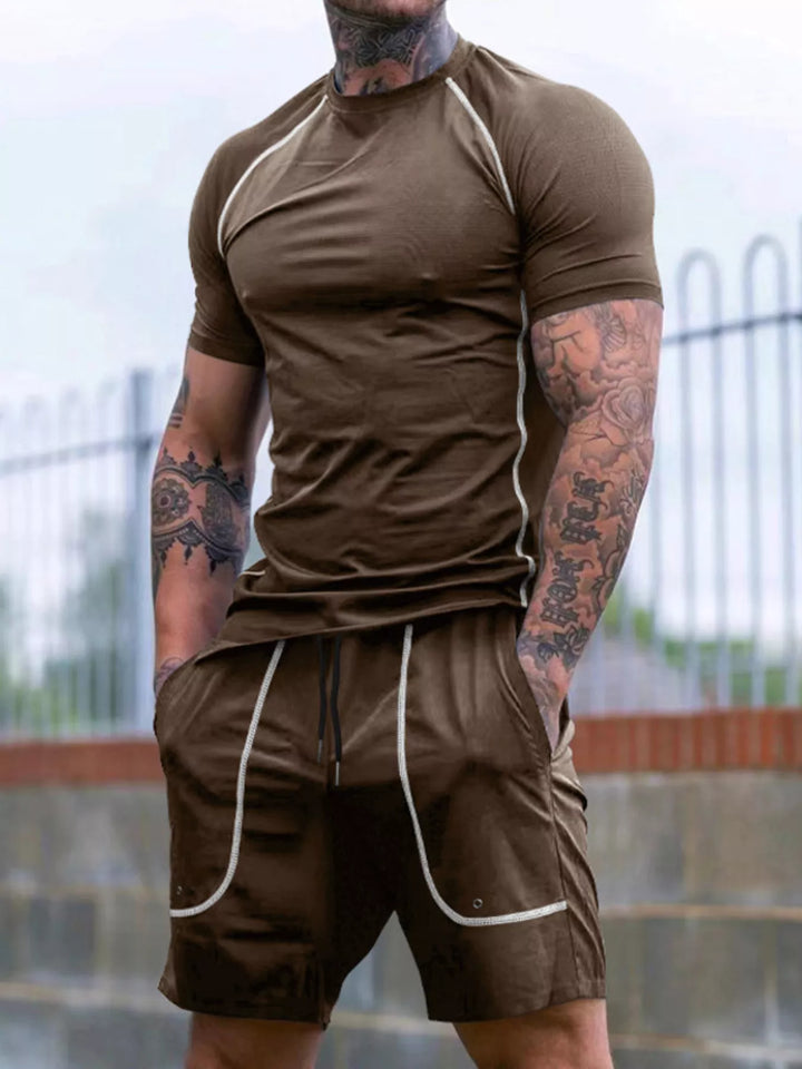 Men's Full Size Casual Short Sleeve T-Shirt and Shorts Set Plus Size