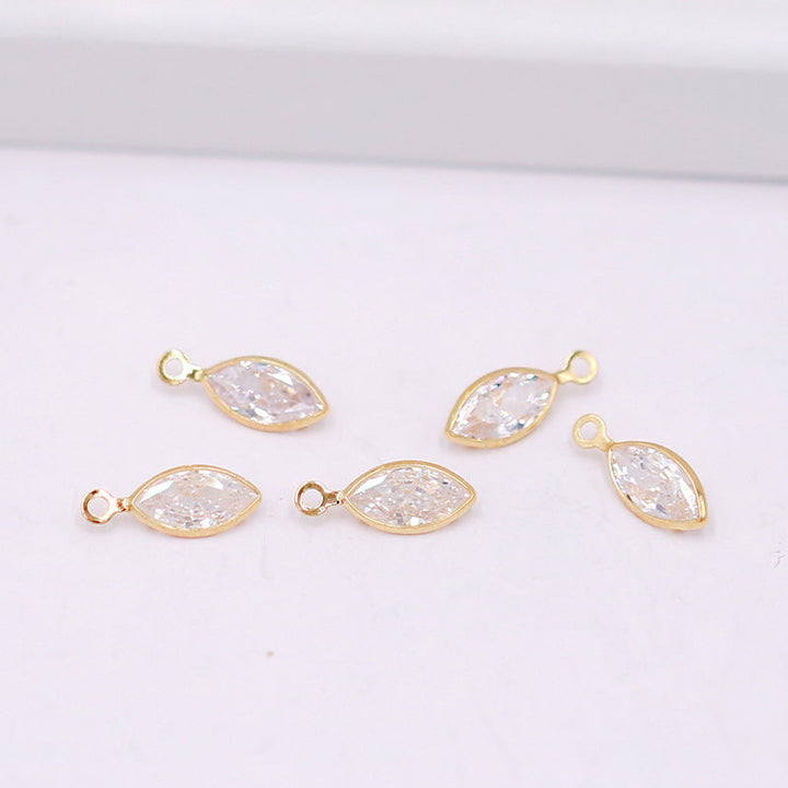 Geometric Zircon Bezel Set Pendant - Gold Plated Color Retention Charm for DIY Earring Jewelry Making Accessories