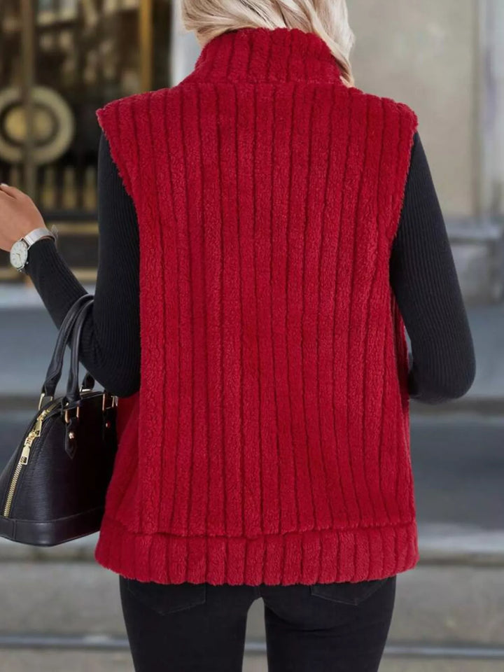 Full Size Fleece Zip-Up Vest Coat Plus Size