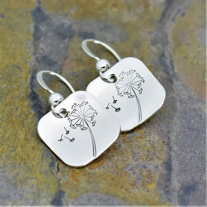 Minimalist Vintage Square Dandelion Earrings