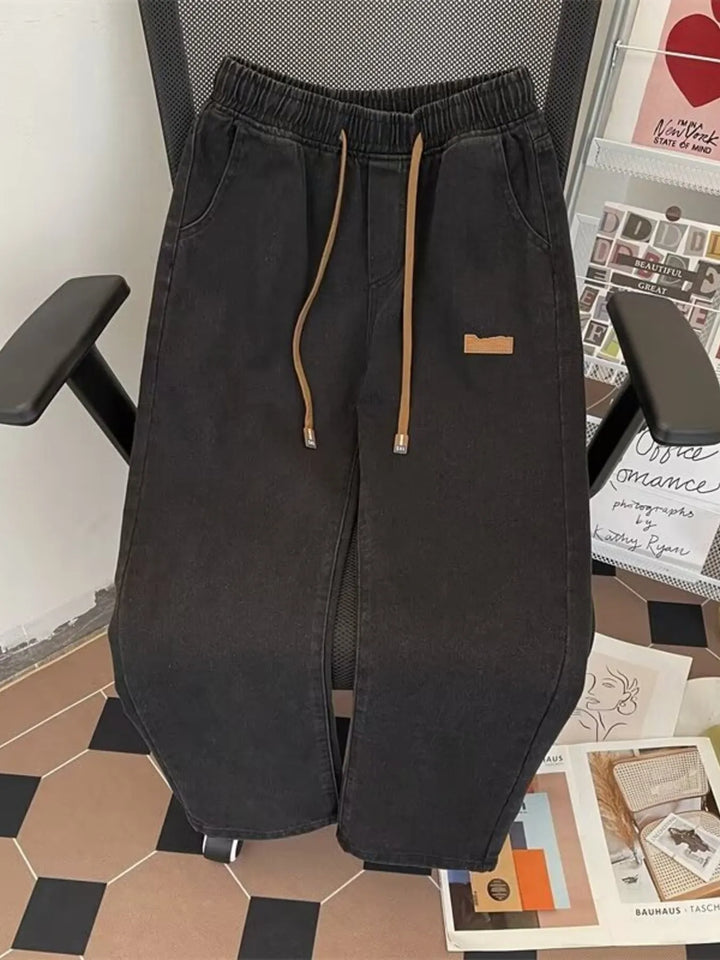 Men's Plus Size Drawstring Wide Leg Jeans