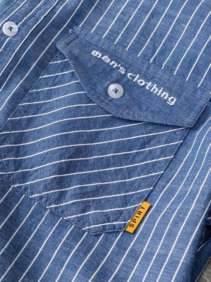 Men's Plus Size Striped Button Up Long Sleeve Shirt
