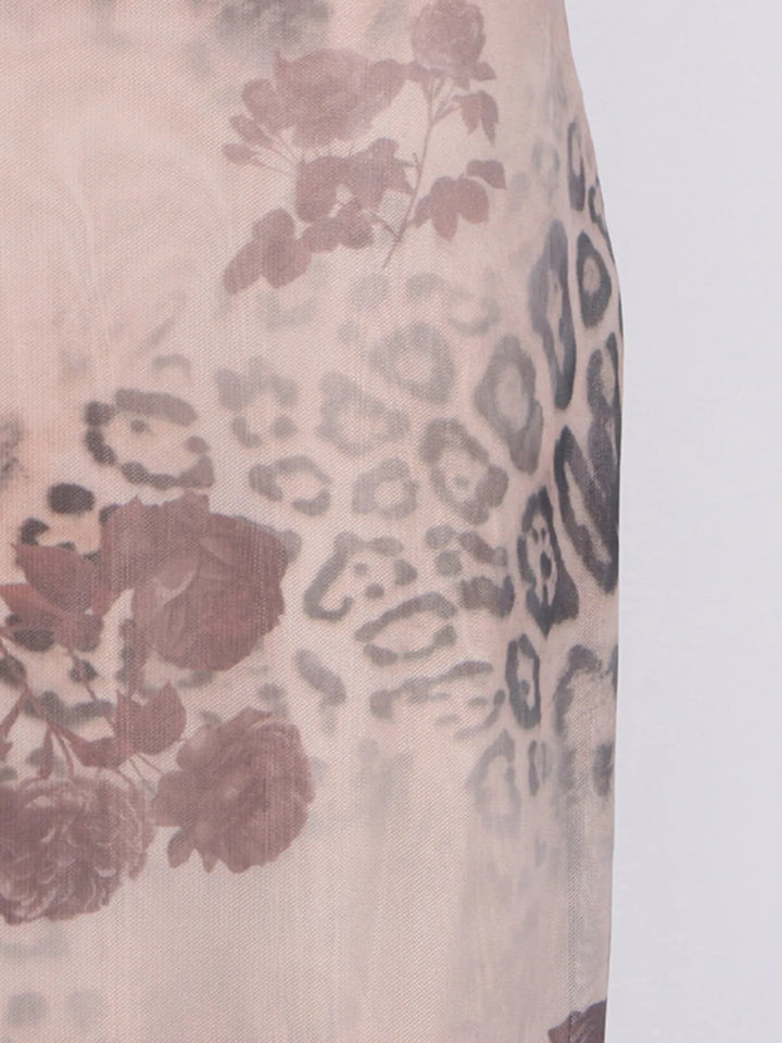 Printed Sweetheart Neck Bodycon Maxi Dress