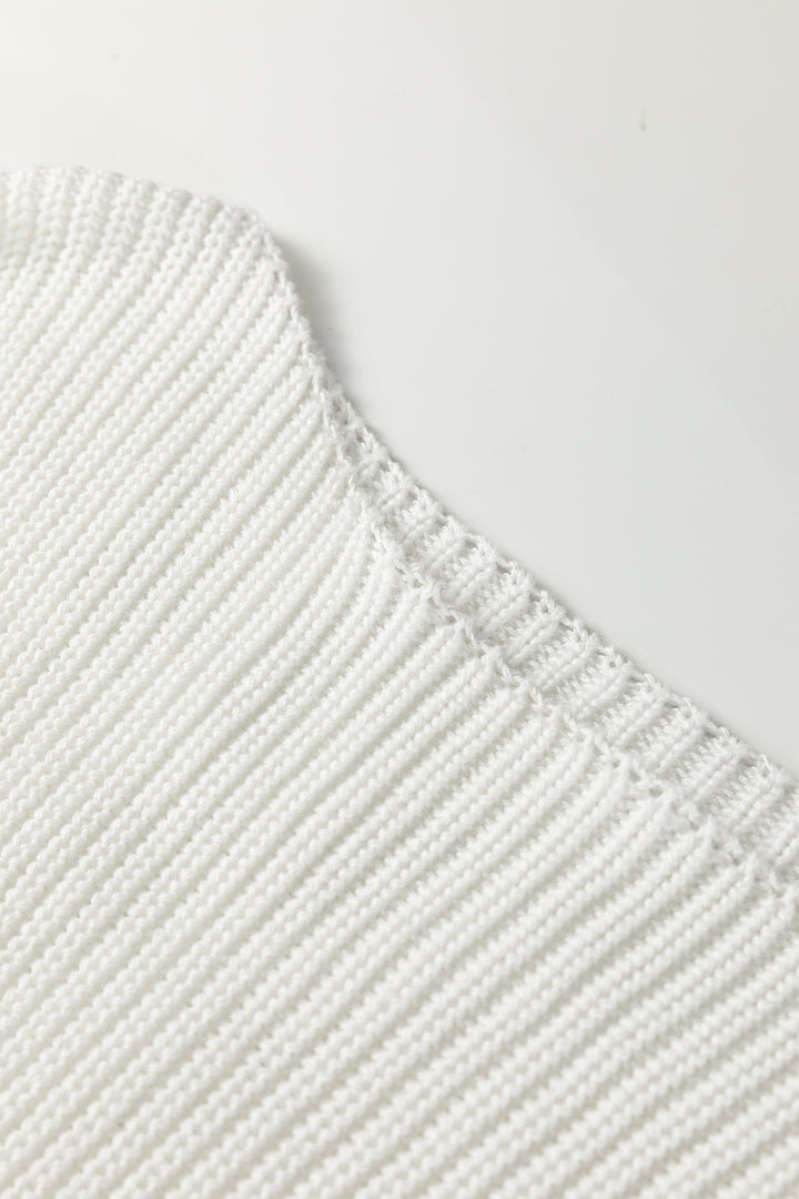 White Asymmetric Neck Drop Shoulder Baggy Slouchy Sweater