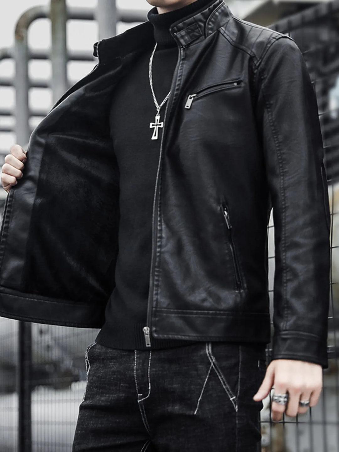 Men's Plus Size Zip Up Long Sleeve Jacket