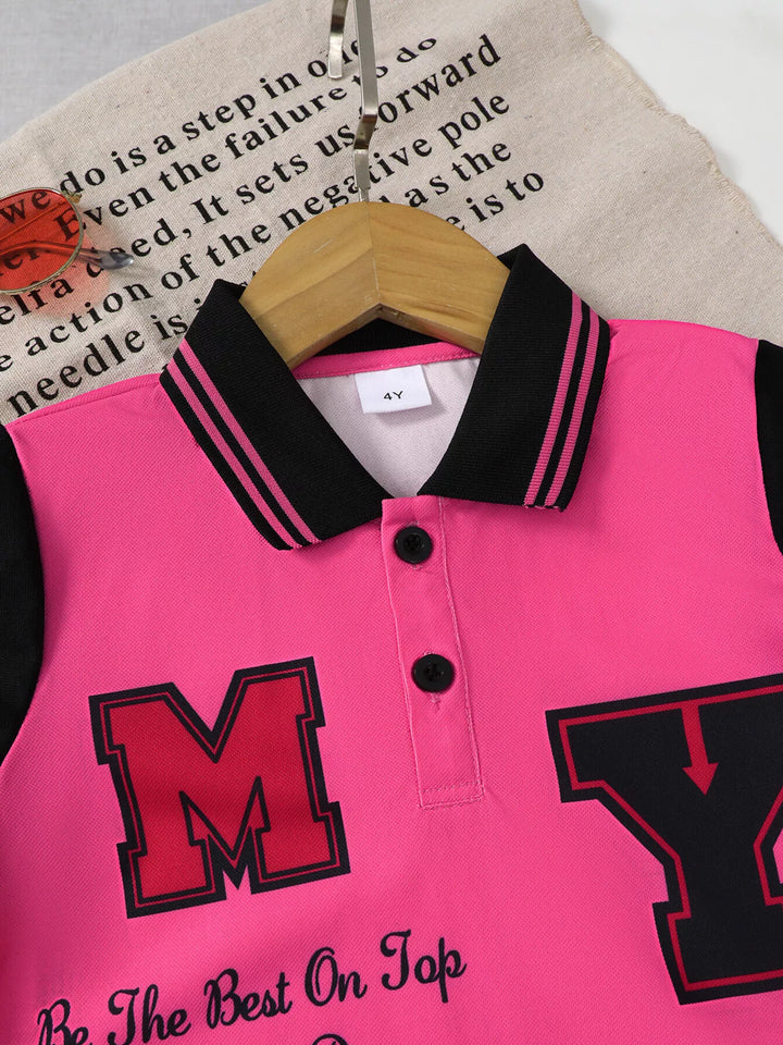 Children's Letter Graphic Polo Shirt & Shorts Set
