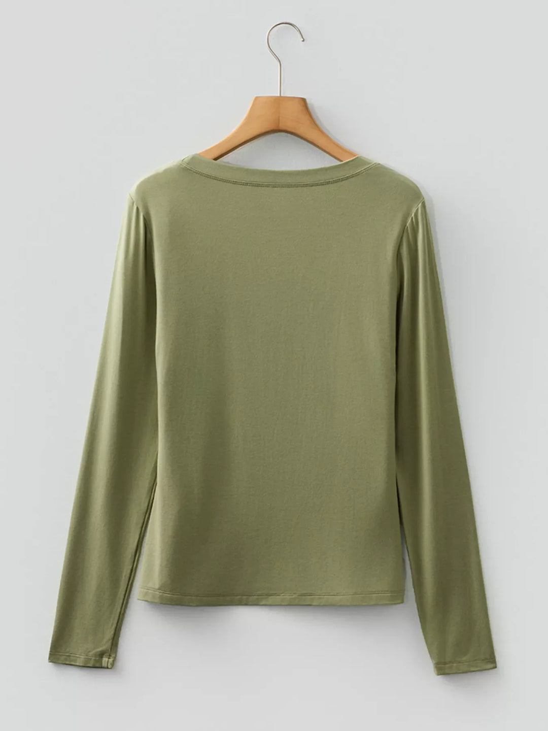 Solid Color Long Sleeve Fitted Top