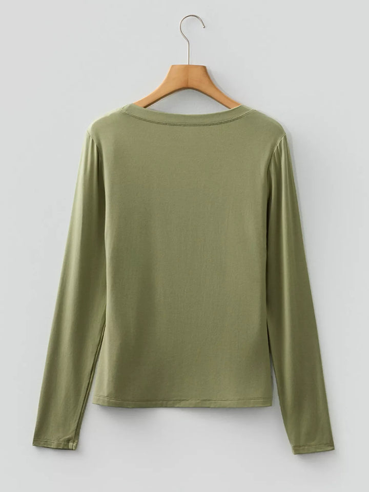 Solid Color Long Sleeve Fitted Top