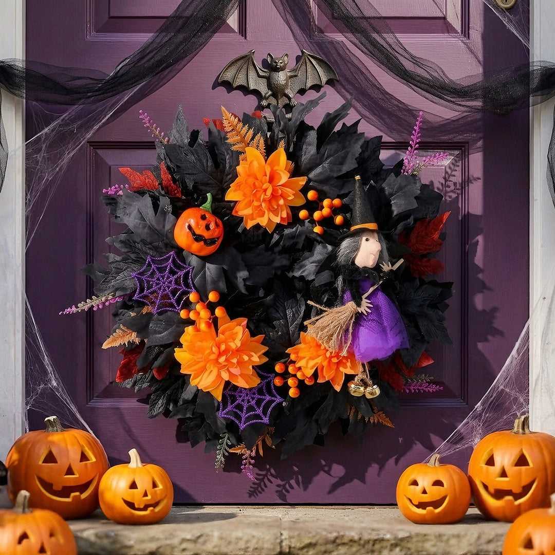 Witch Pumpkin Halloween Wreath Decoration