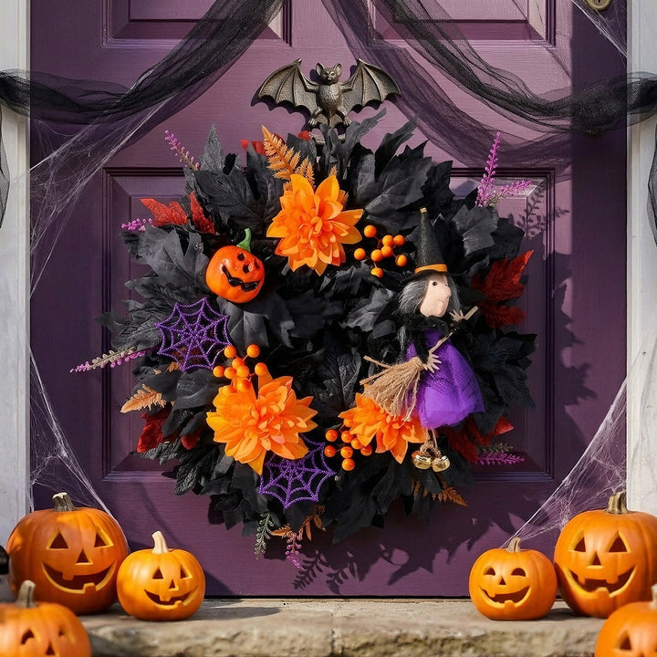 Witch Pumpkin Halloween Wreath Decoration