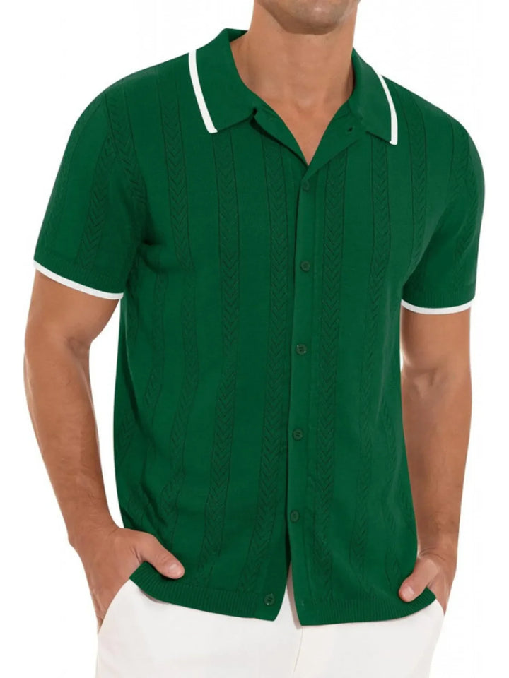 Men's Full Size Button Down Contrast Trim Shirt Plus Size