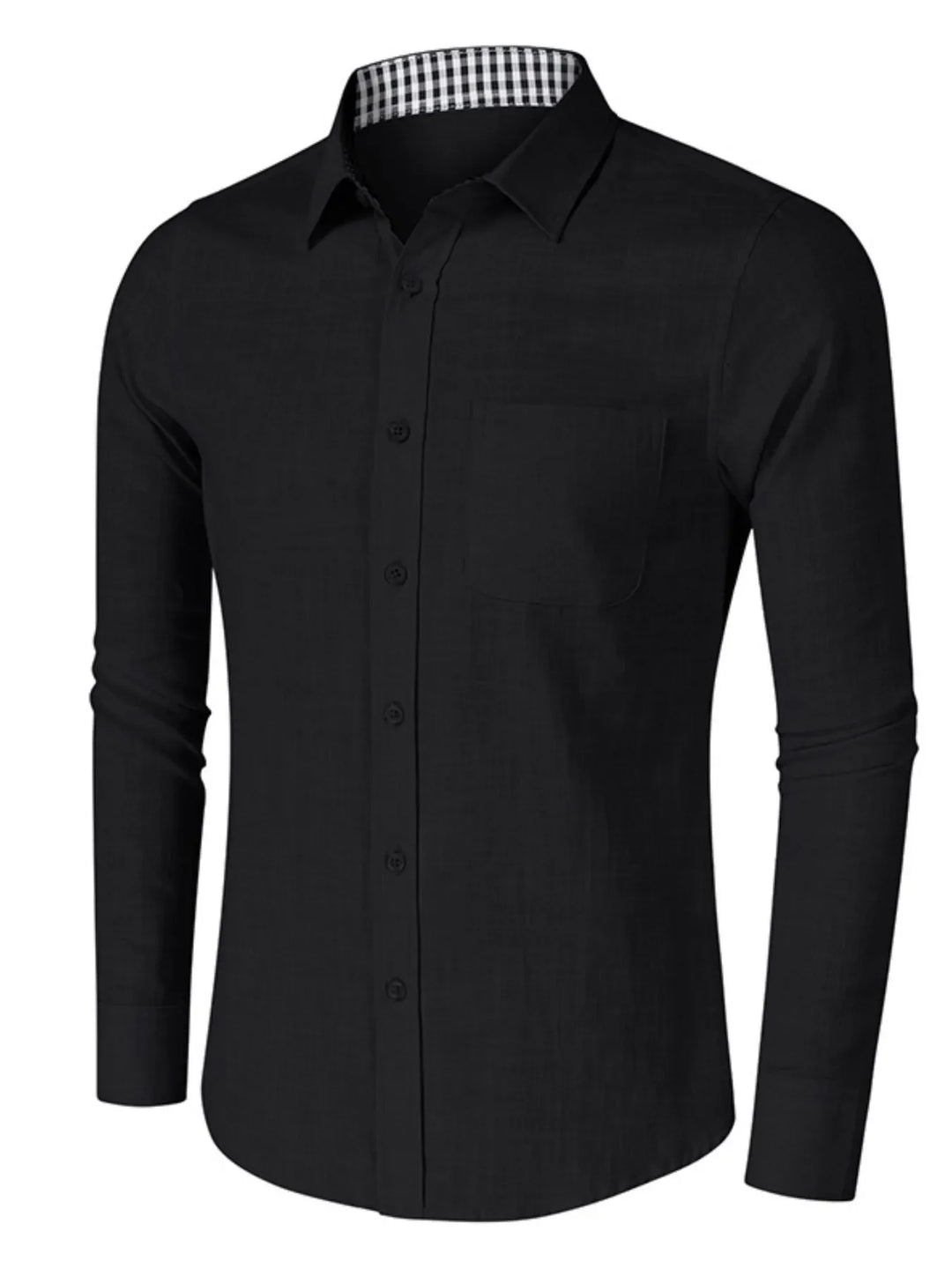 Men's Button-Down Shirt with Gingham Contrast