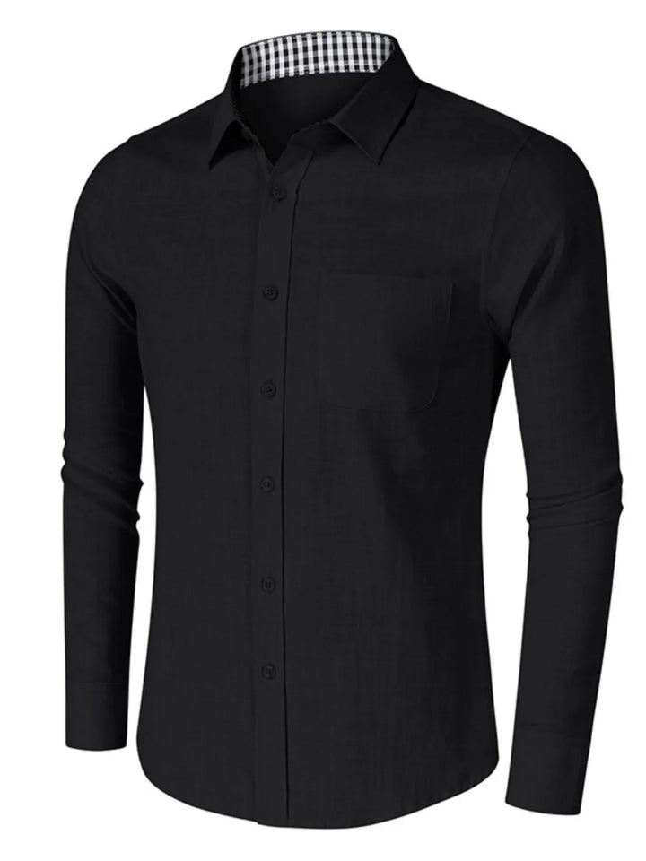 Men's Button-Down Shirt with Gingham Contrast