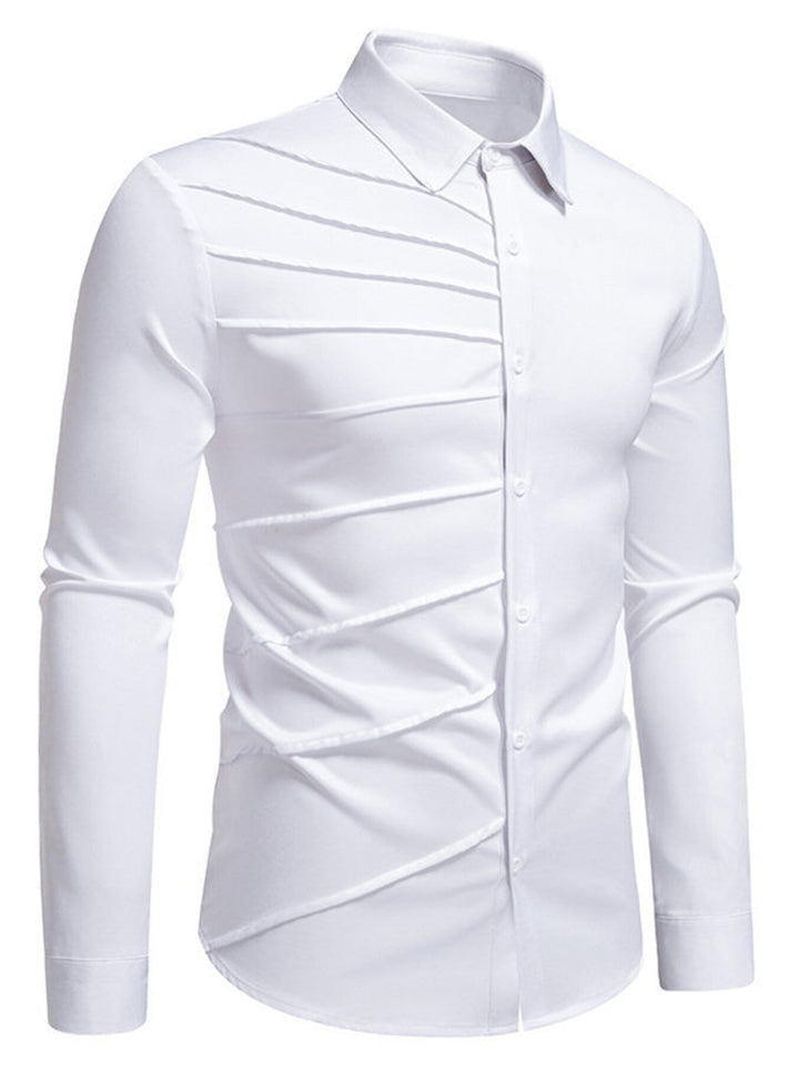 Men's Slim Fit Ruched Long Sleeve Shirt