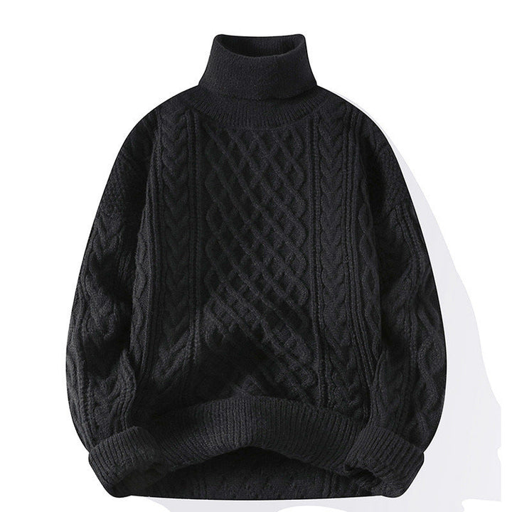 Round-neck High-neck Fleece-lined Solid-color Sweater