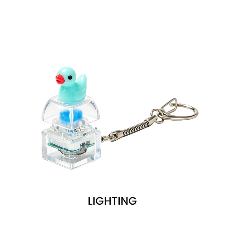 DOWMOO Glowing Button Squeeze Keychain - Glowing, Press And Flashing, Stress-Relief Pendant - Little Duck Keychain
