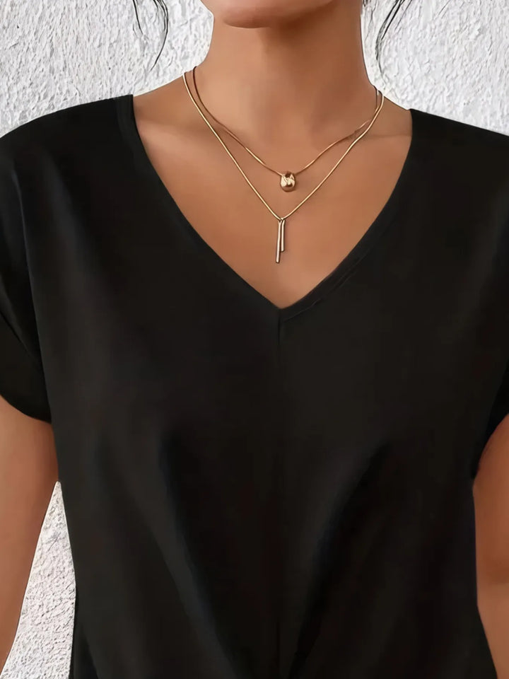V-Neck Twist Front Top