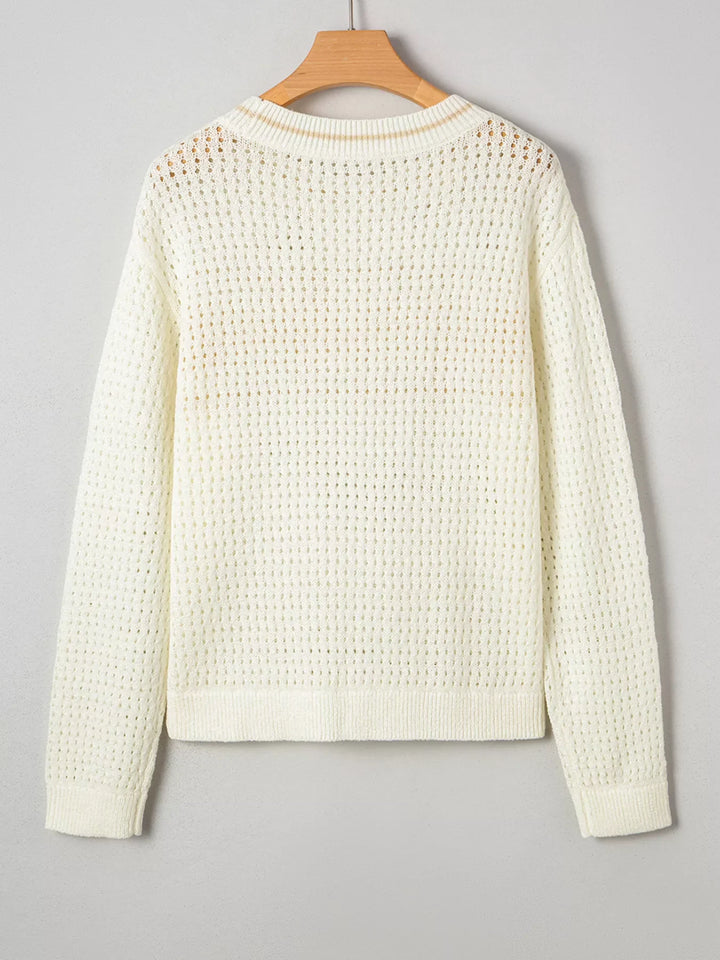 BEACH Hollow Out Knitted Lightweight Dolman Sweater