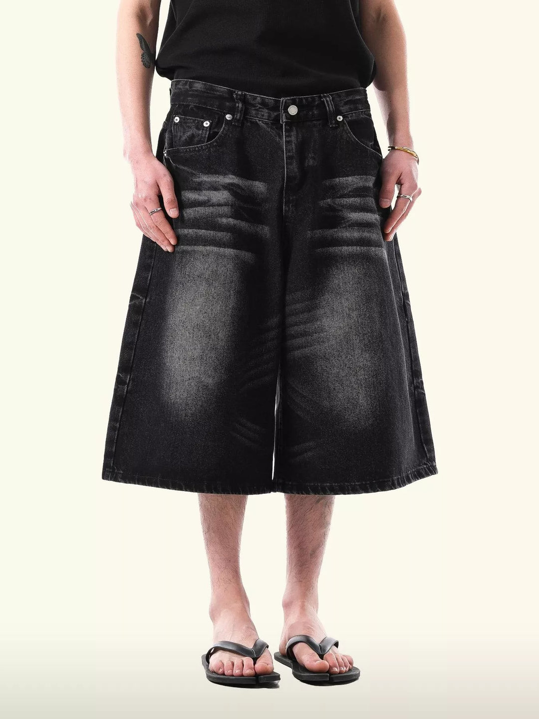 Men's Wide Leg Denim Capris