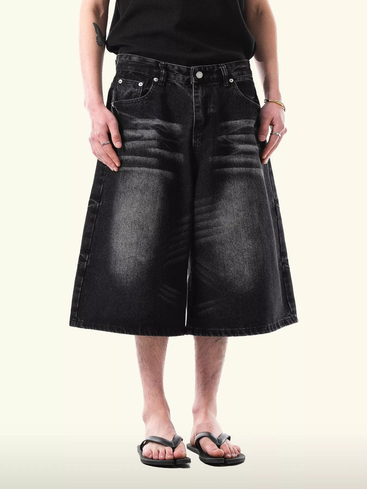 Men's Wide Leg Denim Capris