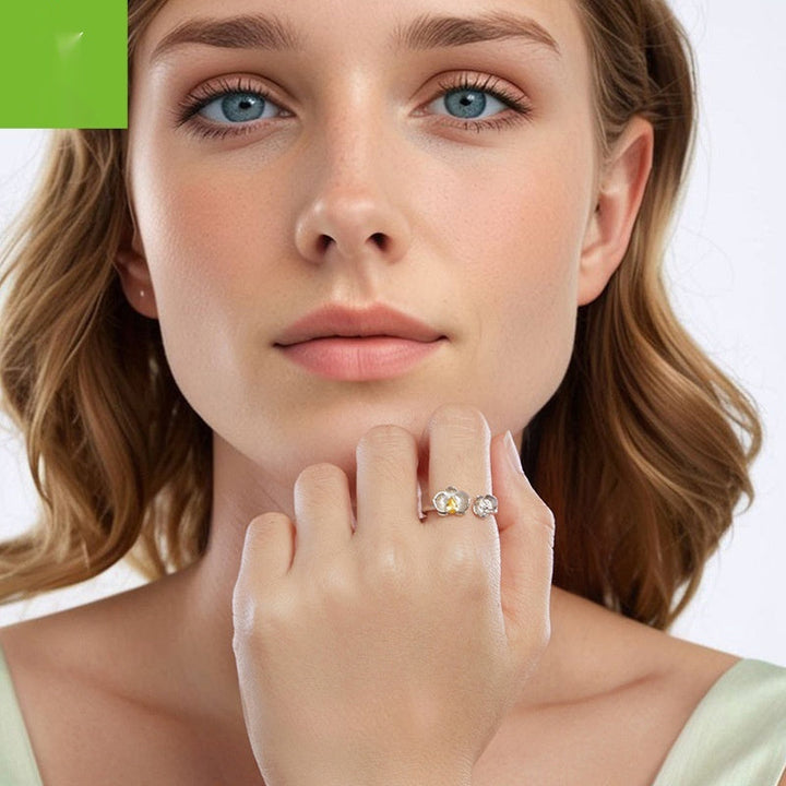 Sterling Silver Phalaenopsis Open Ring Fashion Exquisite And Versatile