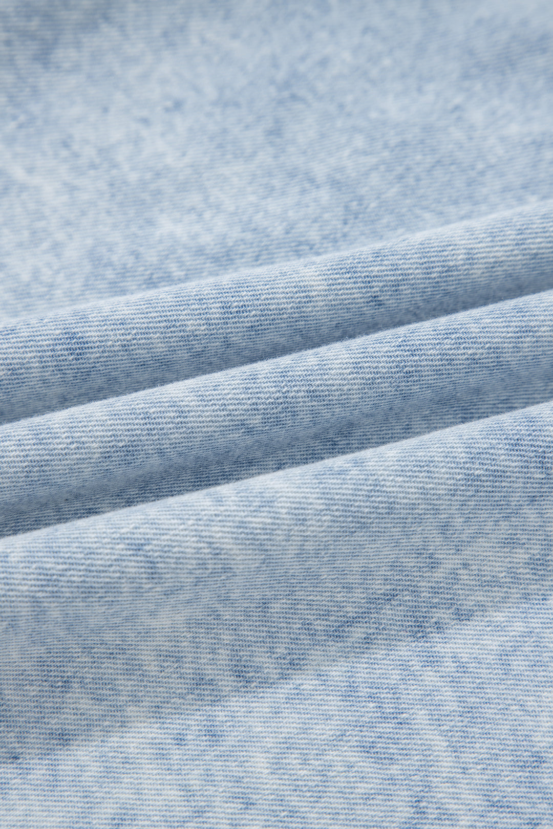 Beau Blue Ruffle Pleated Detail Vintage Washed Denim Top