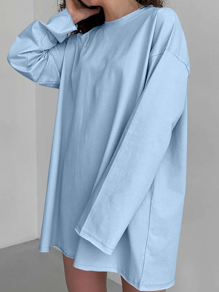 Round Neck Long Sleeve Oversized T-Shirt
