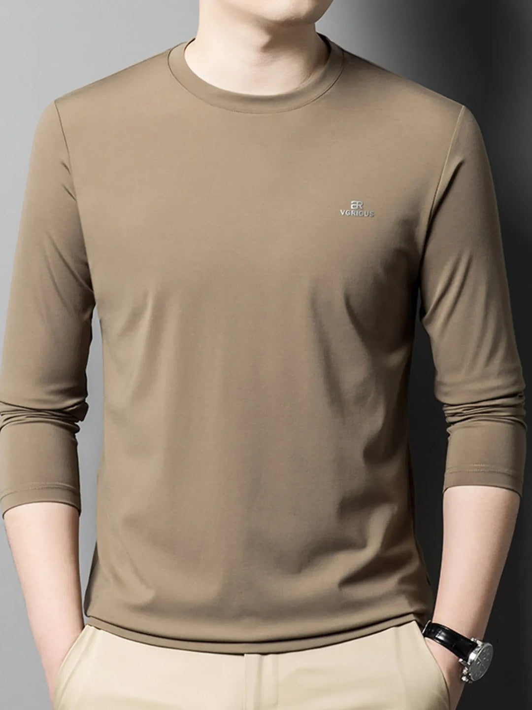 Men's Plus Size Round Neck Long Sleeve T-Shirt