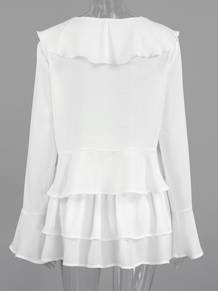 Ruffle Trim Top and Skirt Two-Piece Set