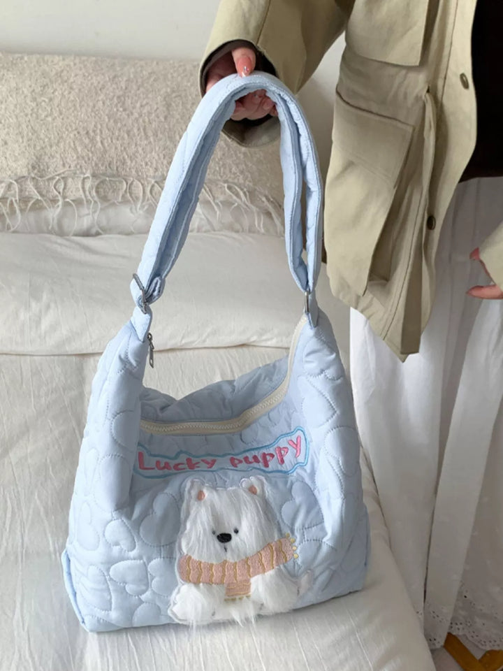 Cute Bear Applique Crossbody Bag