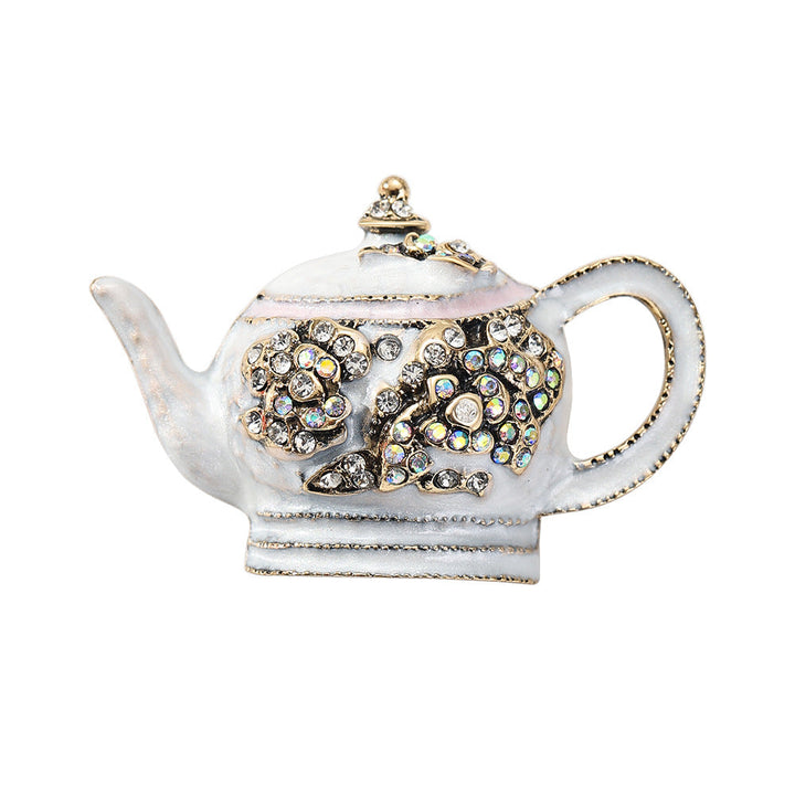 Fashionable Court-style Diamond-encrusted Kettle Brooch