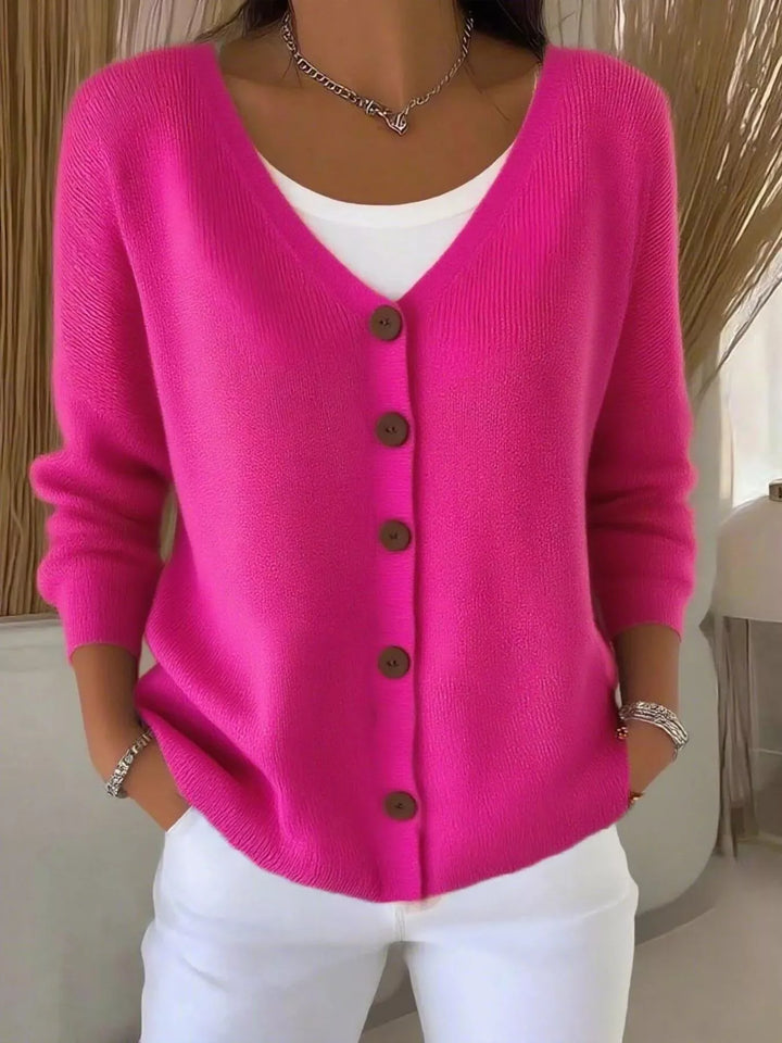 Full Size Button-Front V-Neck Cardigan Plus Size