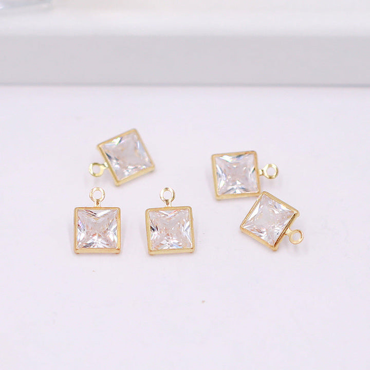 Geometric Zircon Bezel Set Pendant - Gold Plated Color Retention Charm for DIY Earring Jewelry Making Accessories