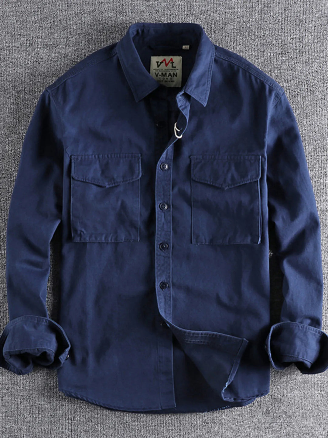 Men's Plus Size Button Up Shirt with Chest Pockets