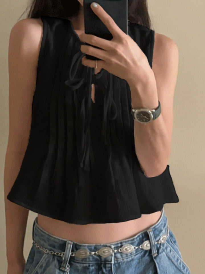Tie-Front Sleeveless Summer Blouse