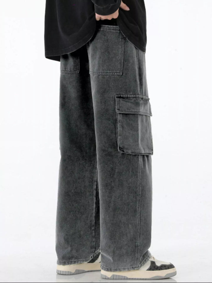 Men's Full Size Wide Leg Cargo Jeans Plus Size