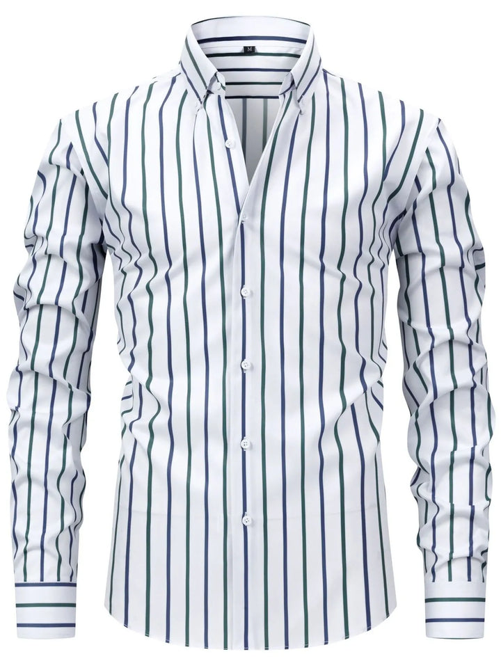 Men's Full Size Striped Button-Down Shirt Plus Size