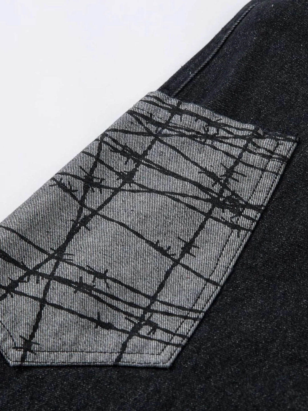 Men's Wide Leg Cargo Jeans with Contrast Panels