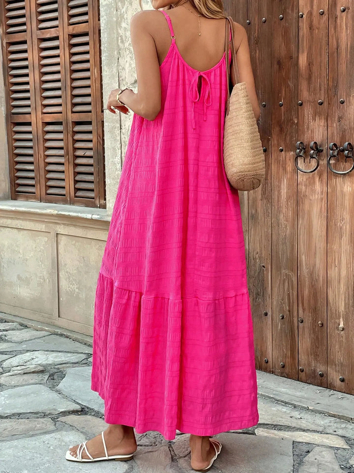Scoop Neck Tiered Maxi Cami Dress